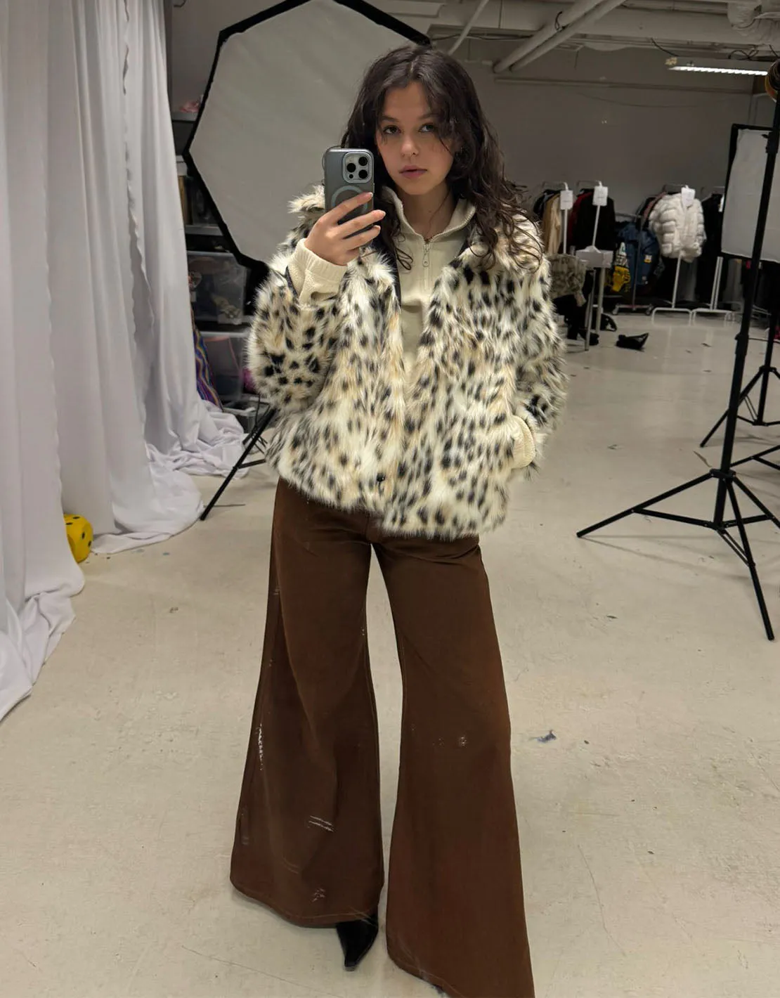 Faux fur leopard print short coat I