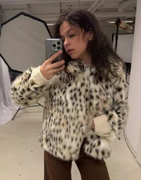 Faux fur leopard print short coat I