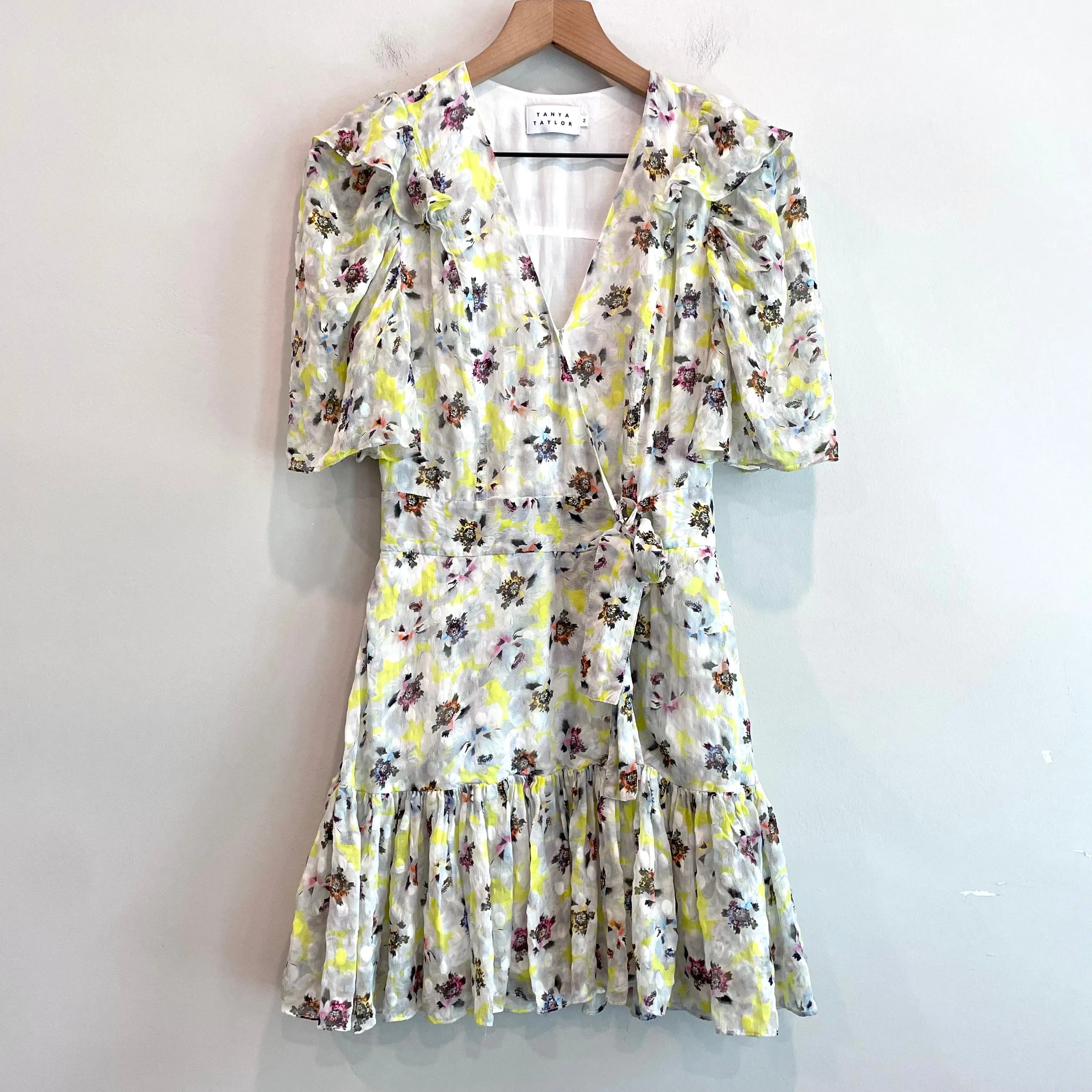 Floral Silk Faux Wrap Dress