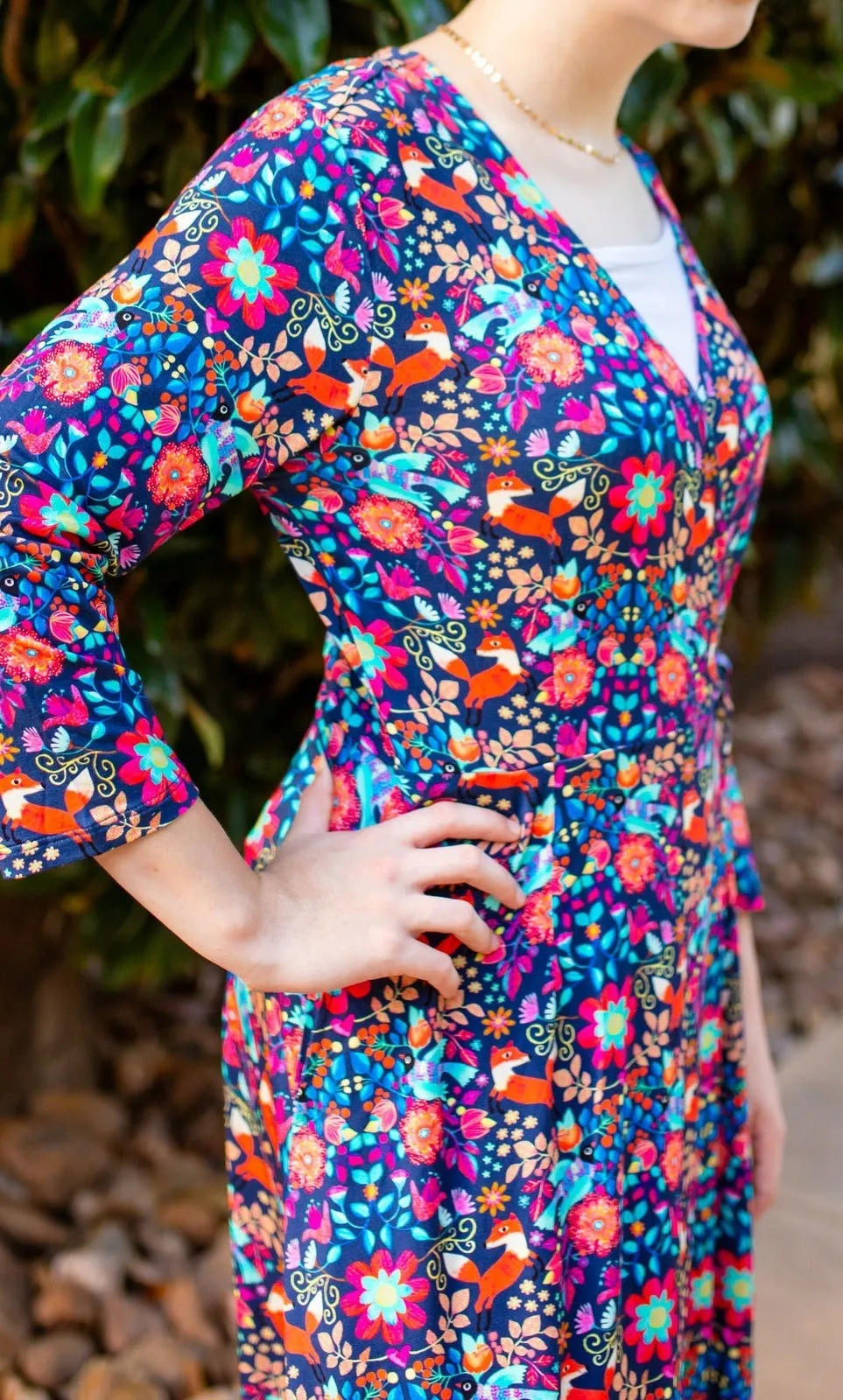 Foxy Folksy Women's 3/4 Sleeve Wrap Dress