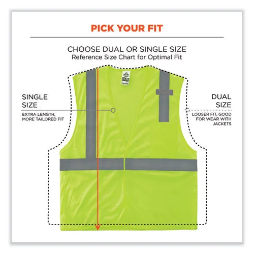 Glowear 8210hl Class 2 Economy Mesh Hook And Loop Vest, Polyester, 4x-large/5x-large, Lime, Ships In 1-3 Business Days