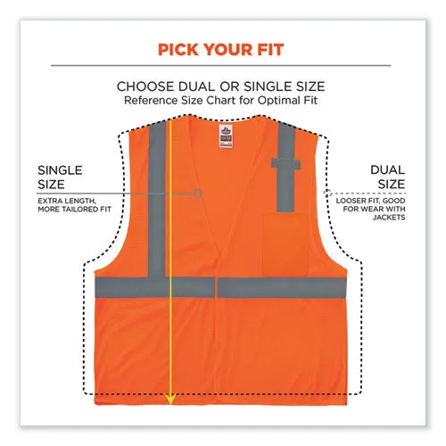 Glowear 8210hl Class 2 Economy Mesh Hook And Loop Vest, Polyester, Small/medium, Orange, Ships In 1-3 Business Days