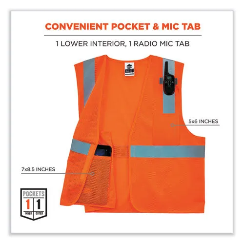 Glowear 8210hl Class 2 Economy Mesh Hook And Loop Vest, Polyester, Small/medium, Orange, Ships In 1-3 Business Days