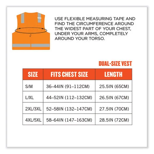 Glowear 8249z Class 2 Economy Surveyors Zipper Vest, Polyester, Small/medium, Orange