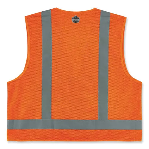 Glowear 8249z Class 2 Economy Surveyors Zipper Vest, Polyester, Small/medium, Orange