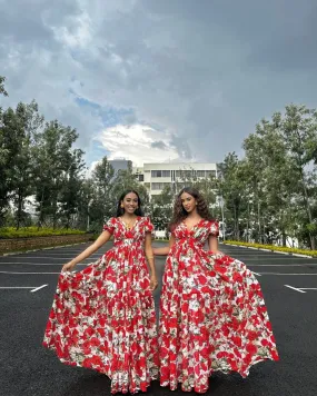 Gorgeous Red and White Chiffon Dress Stylish Shiffon Habesha Dress Modern Ethiopian Dress