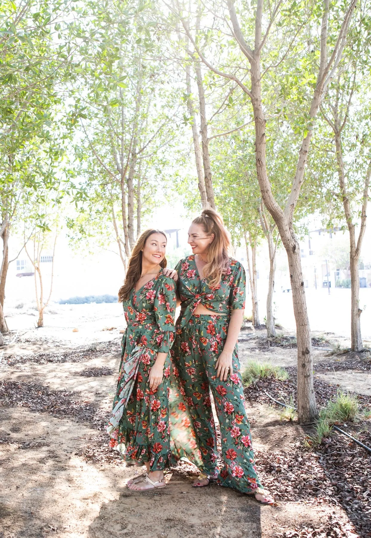 Green Wrap Dress with Frills