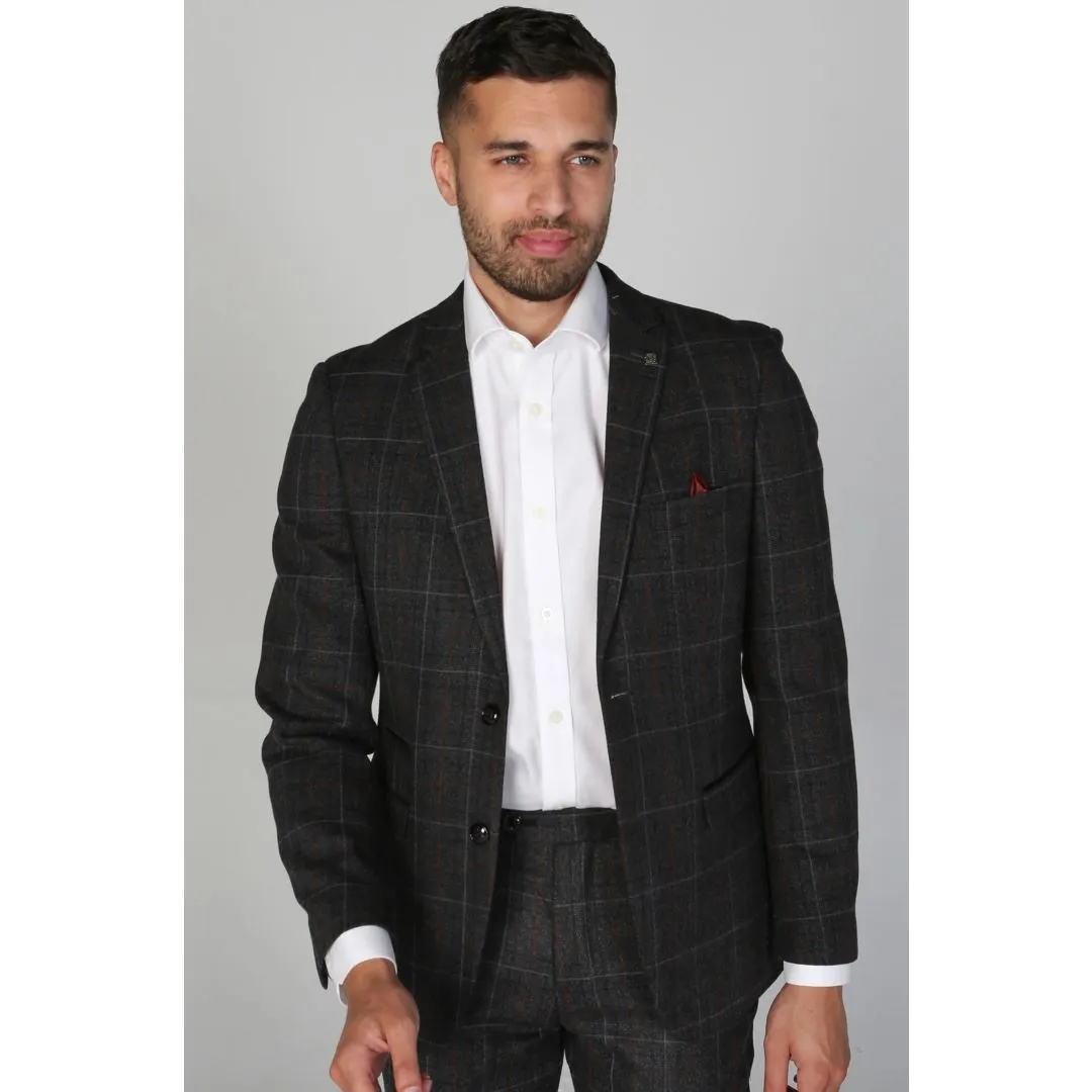 Harvey - Men's Charcoal Check Blazer