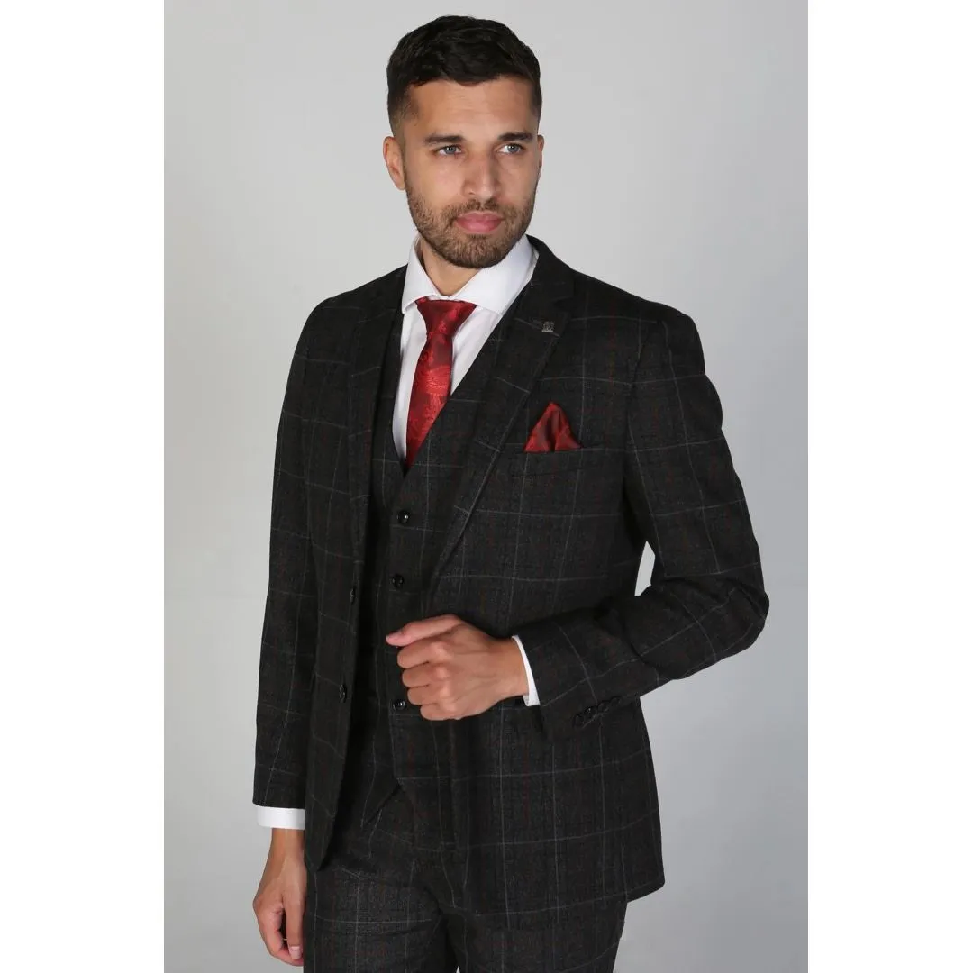 Harvey - Men's Charcoal Check Blazer