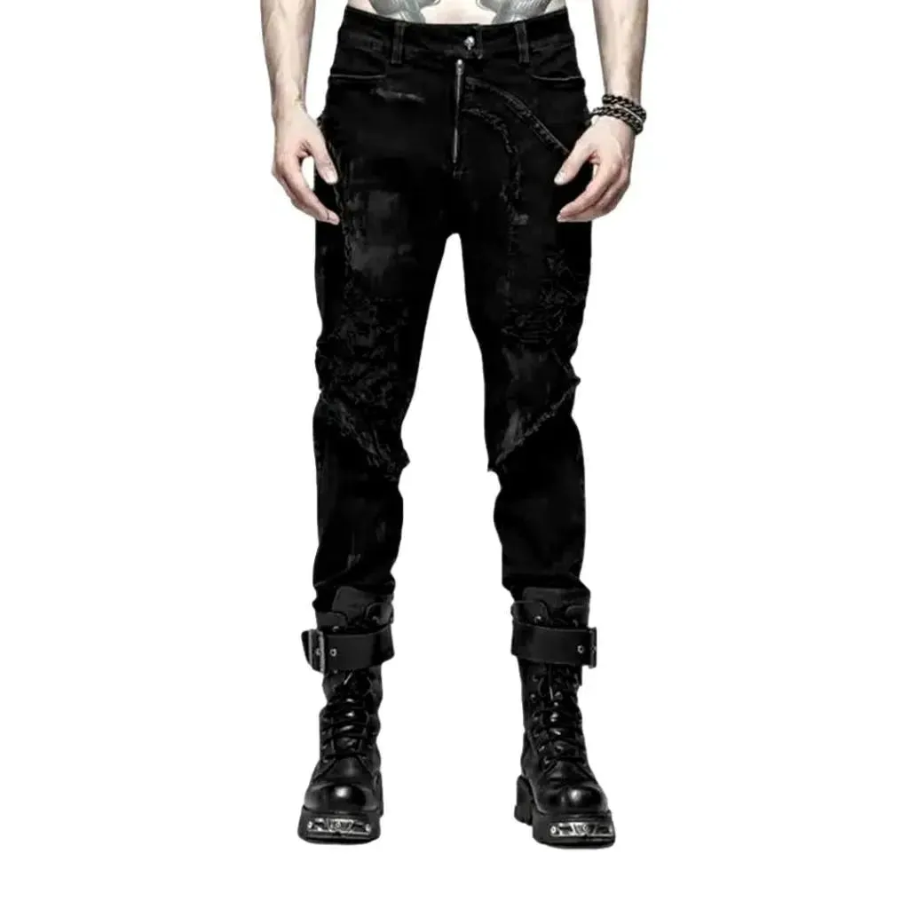 High-waist men's embellished jeans