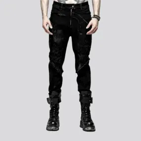 High-waist men's embellished jeans