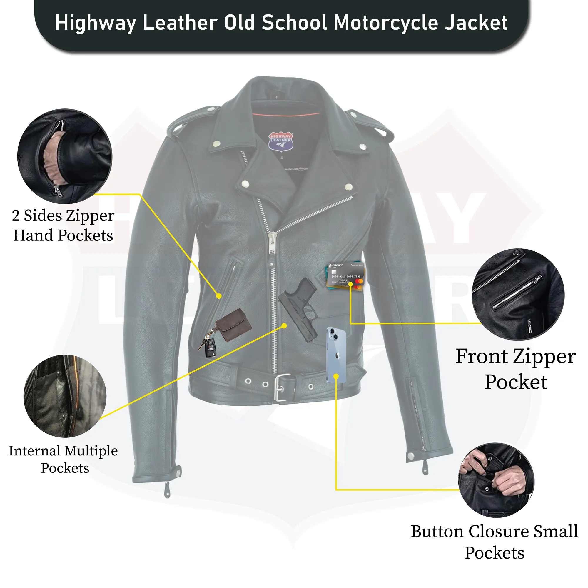 HL10200 Classic MC Leather Jacket with Plain sides