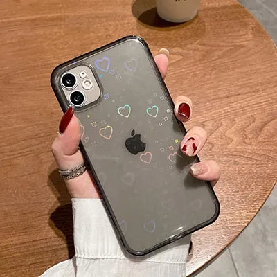 Holographic Clear Case With Hearts For iPhone