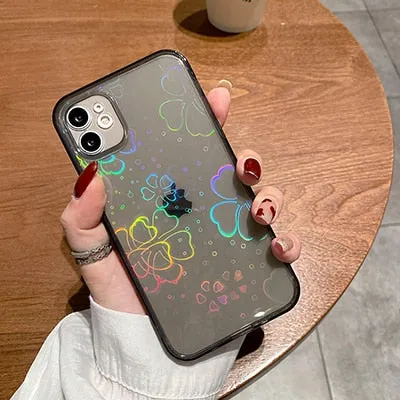 Holographic Clear Case With Hearts For iPhone