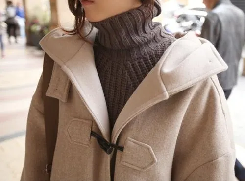 Hooded Winter Cotton Thick Loose Woolen Coat