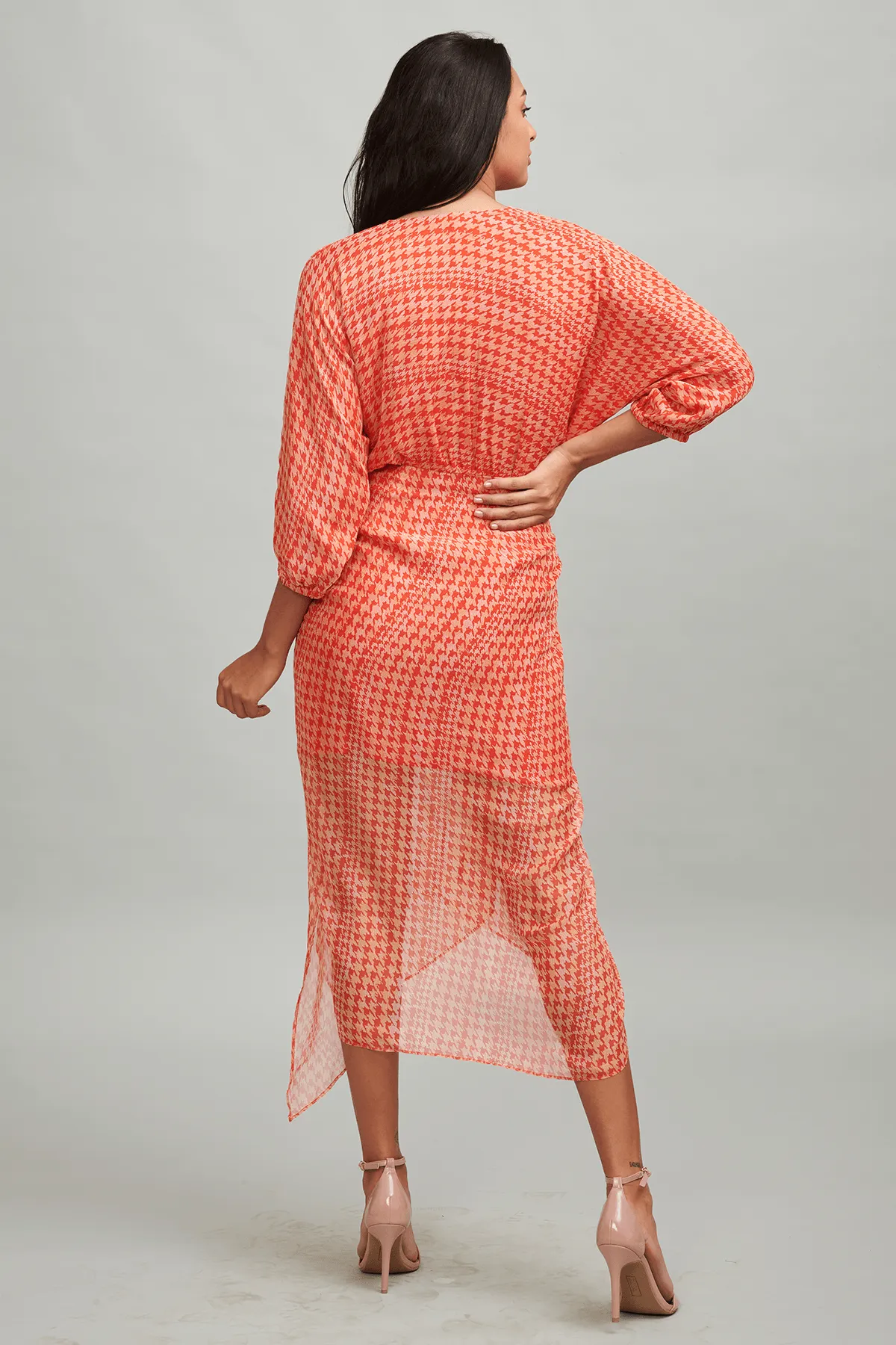 Houndstooth  Wrap Dress