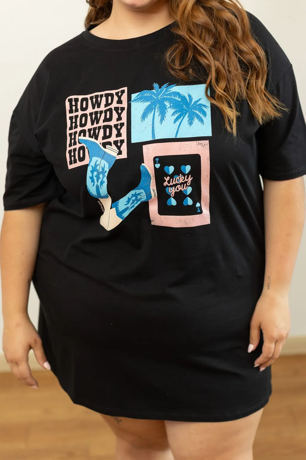 Howdy Howdy T-Shirt Dress, Black