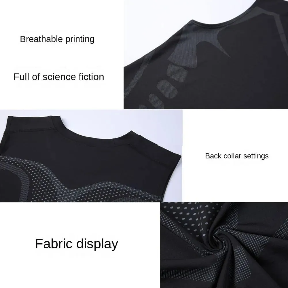 Ionic Shaping Vest Men's Sports Skin-tight Vests Fast Dry Breathable Slim Sleeveless Elastic Vest Fitness Top Cycling Vest