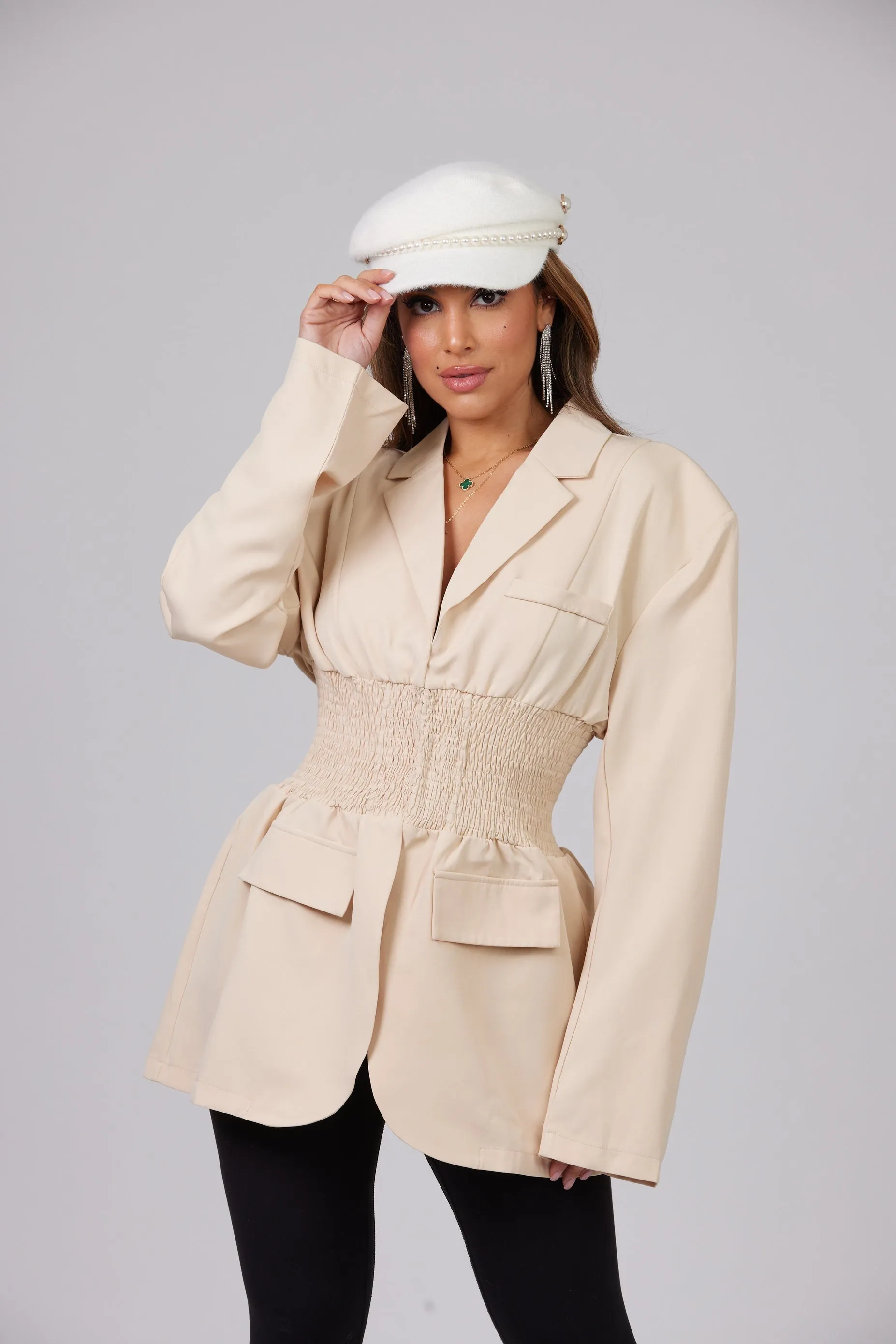 ISABELLA CREAM CORSET STYLE BLAZER