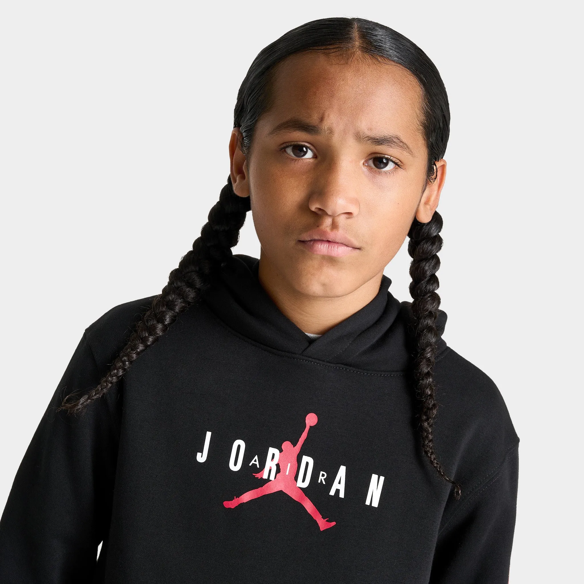 Jordan Junior Boys' Graphic Logo Pullover Hoodie Black / Red