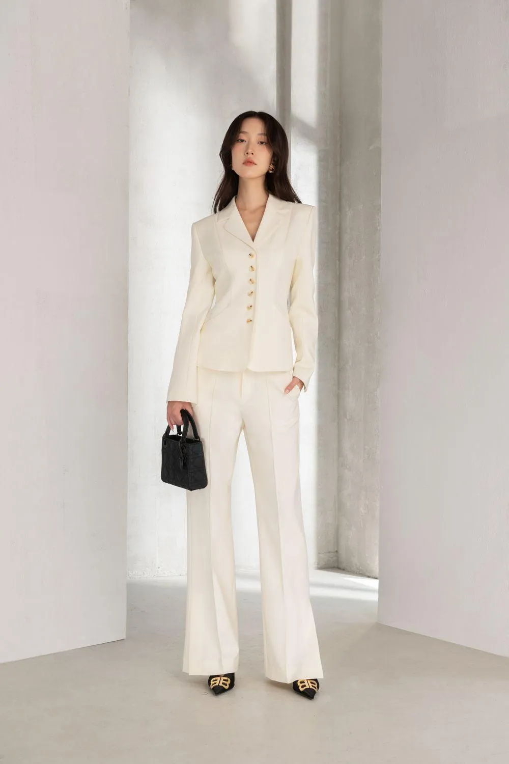 Juliet Structured Notch Lapel Polycotton Blazer