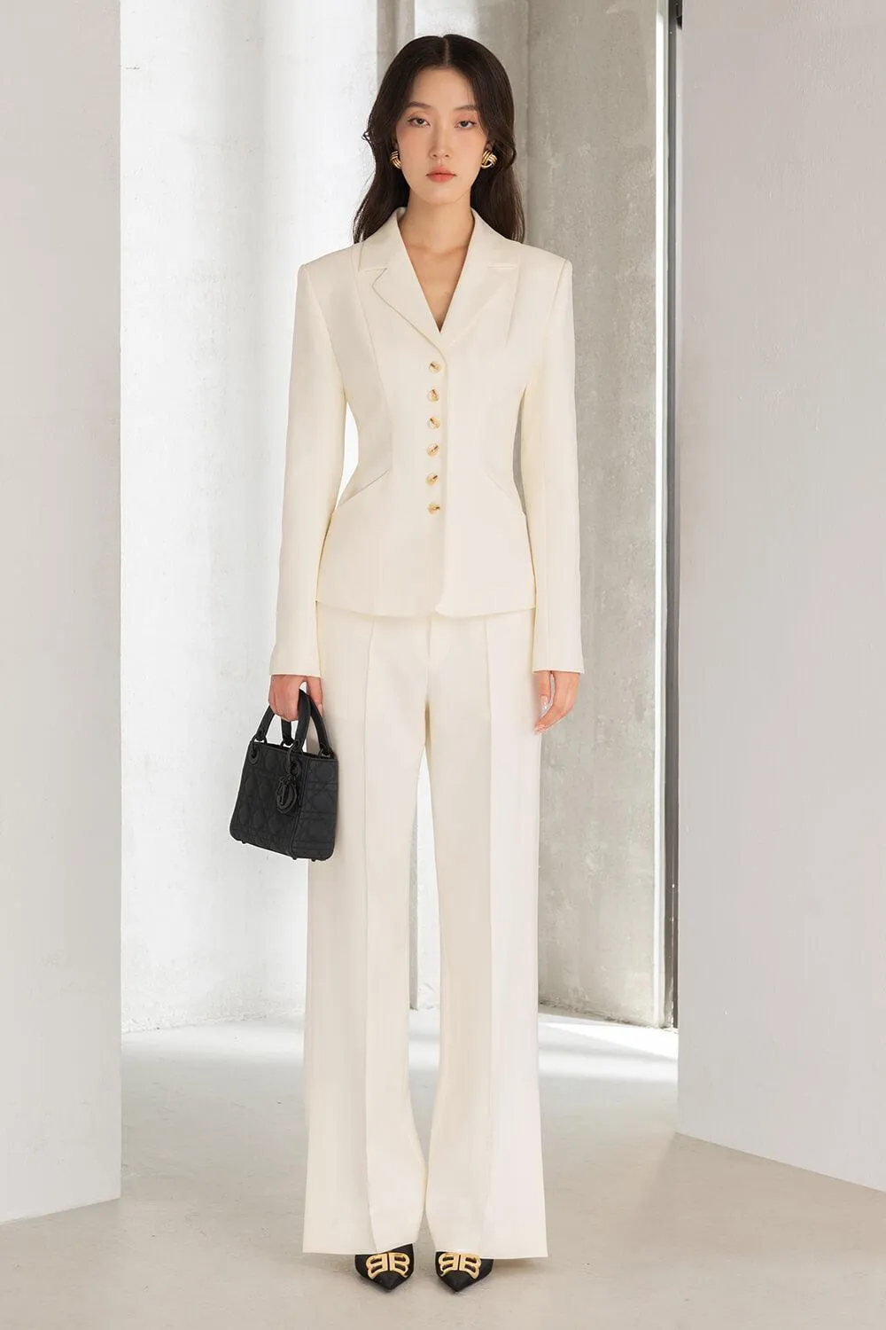 Juliet Structured Notch Lapel Polycotton Blazer