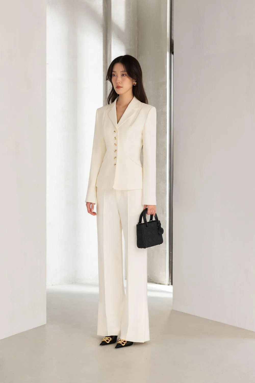 Juliet Structured Notch Lapel Polycotton Blazer