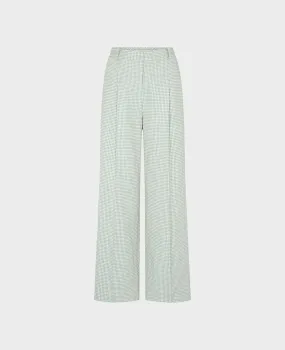 Langdon Cotton Silk Blend Houndstooth Wide Leg Trousers