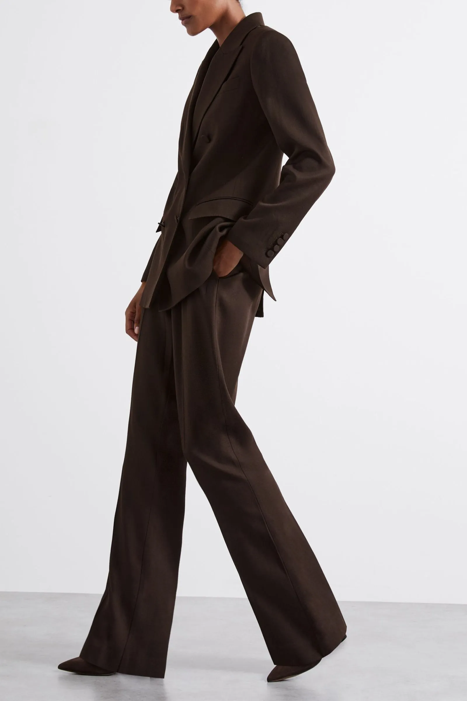 Lena Atelier Double-breasted Virgin Wool-blend Suit Trousers