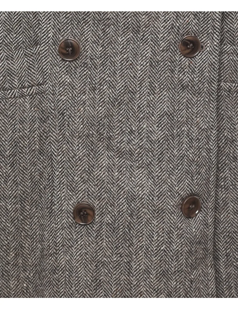 London Fog Herringbone Tweed Wool Coat - XL