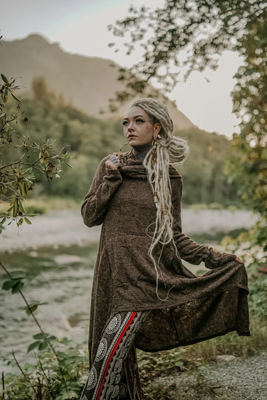 Long Hooded Sweater Coat Sheela Brown