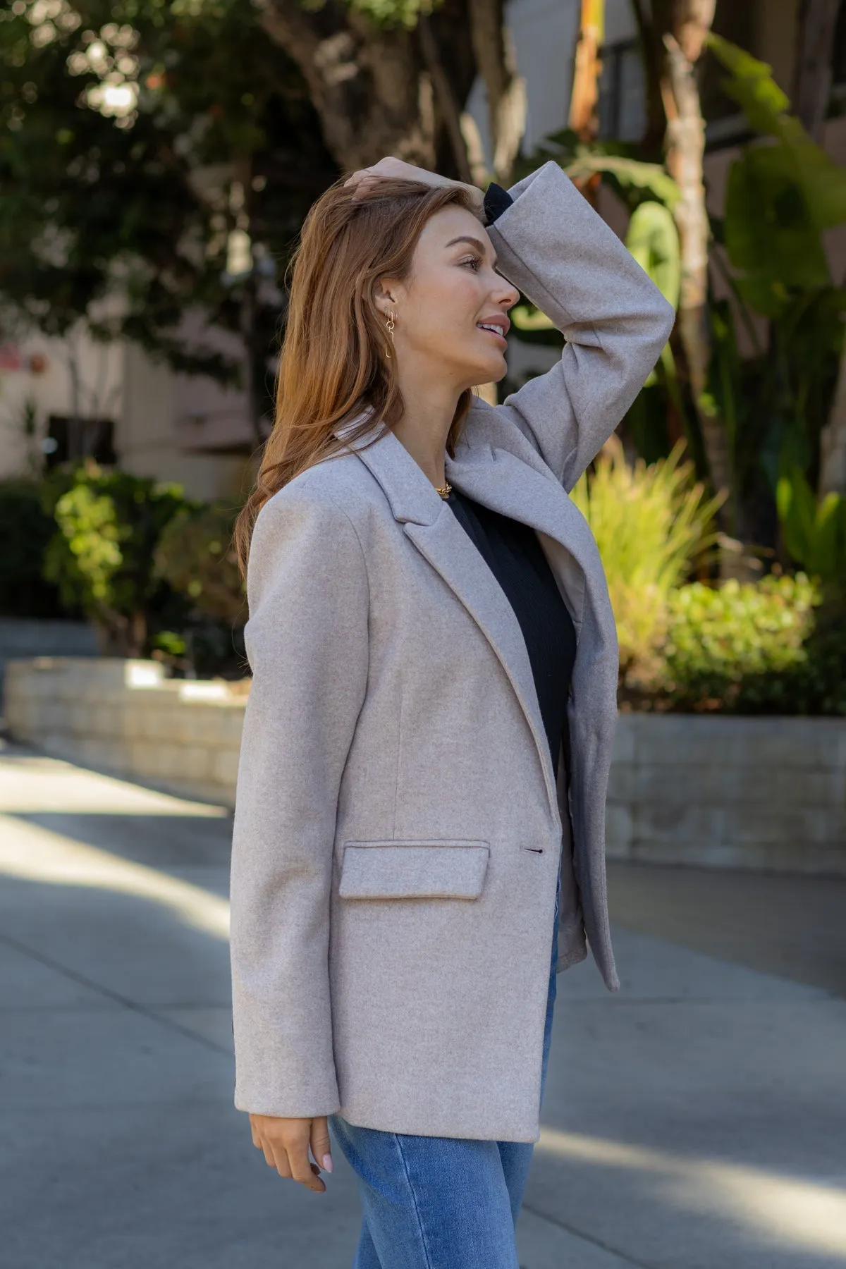 Make An Impression Blazer Coat - Oatmeal