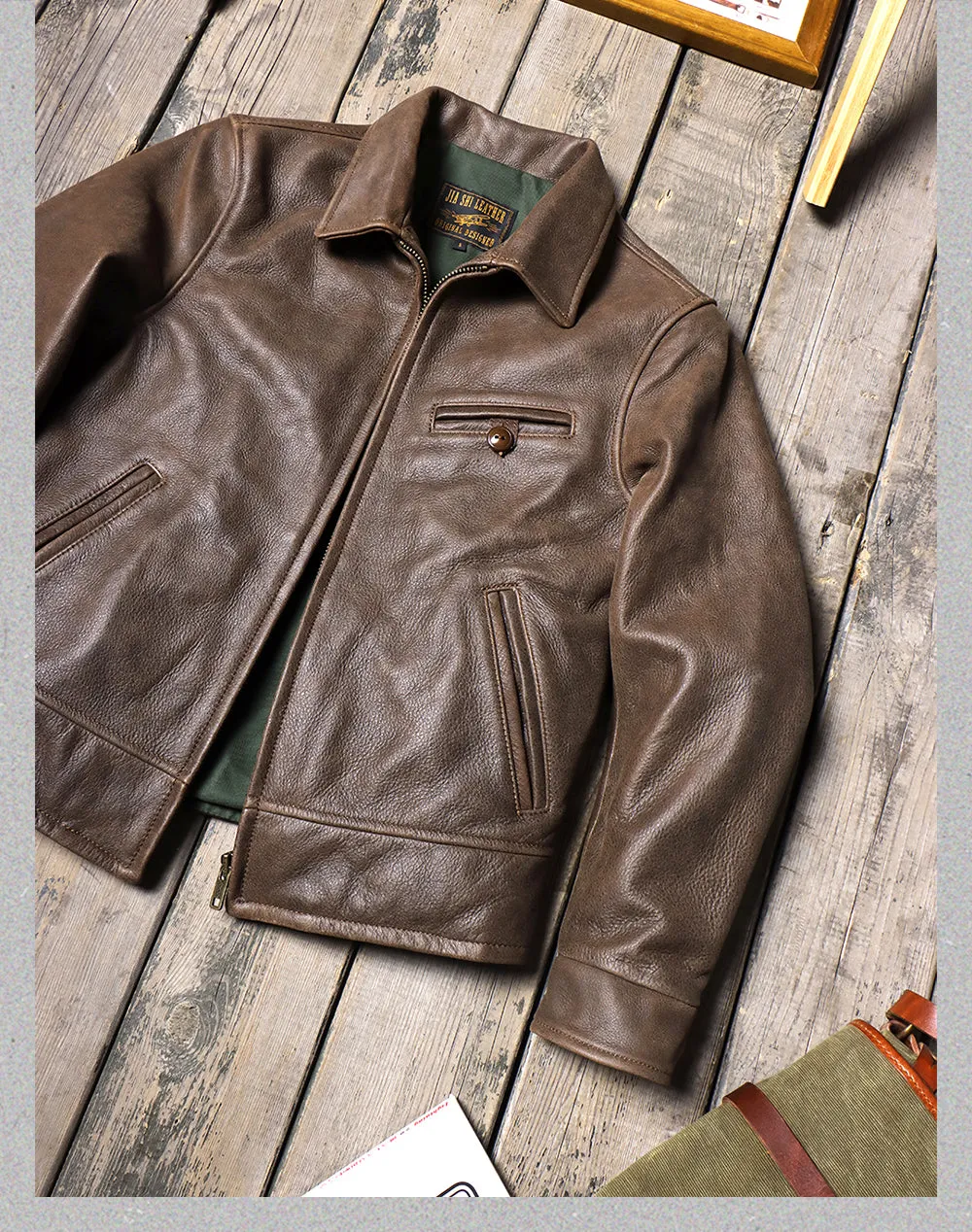 Men's 1940s Motorcycle Leather Jacket