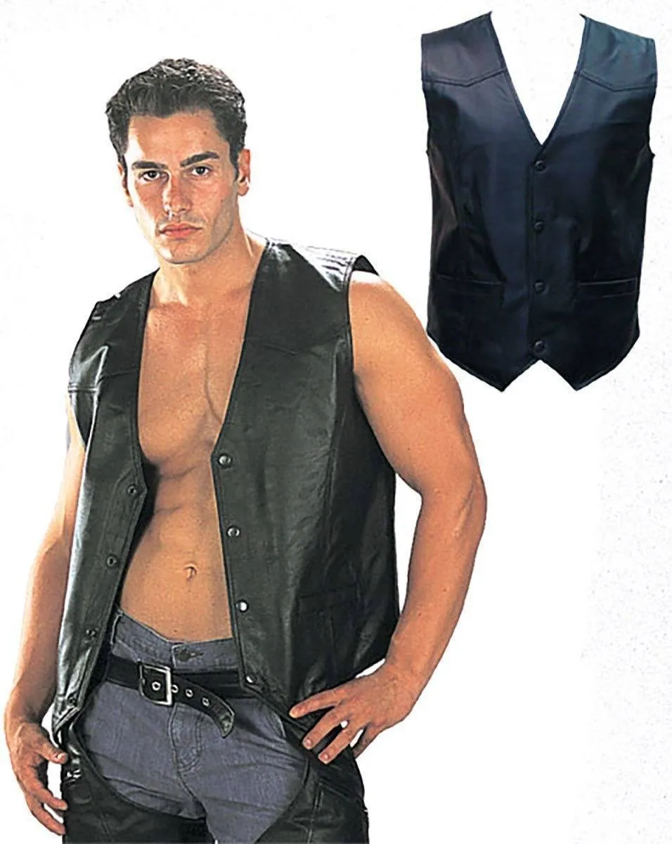 Men's 201 Classic Style Black Leather Vest