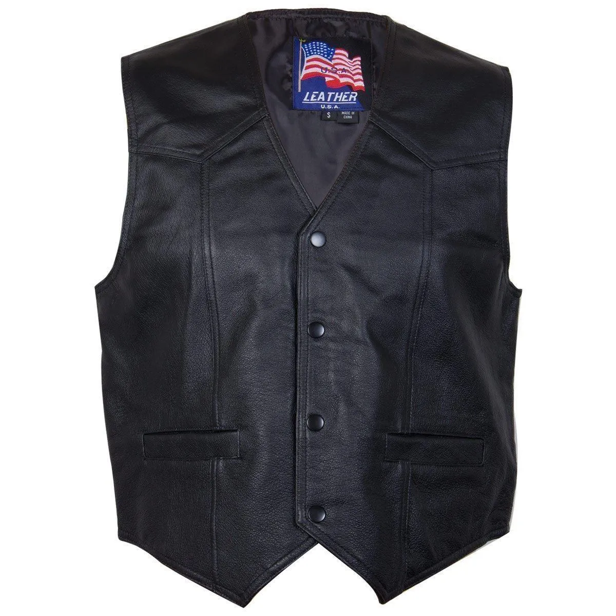 Men's 201 Classic Style Black Leather Vest