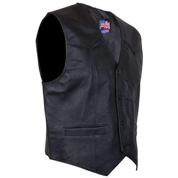 Men's 201 Classic Style Black Leather Vest