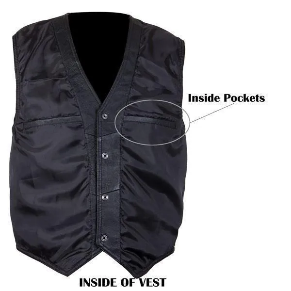 Men's 201 Classic Style Black Leather Vest