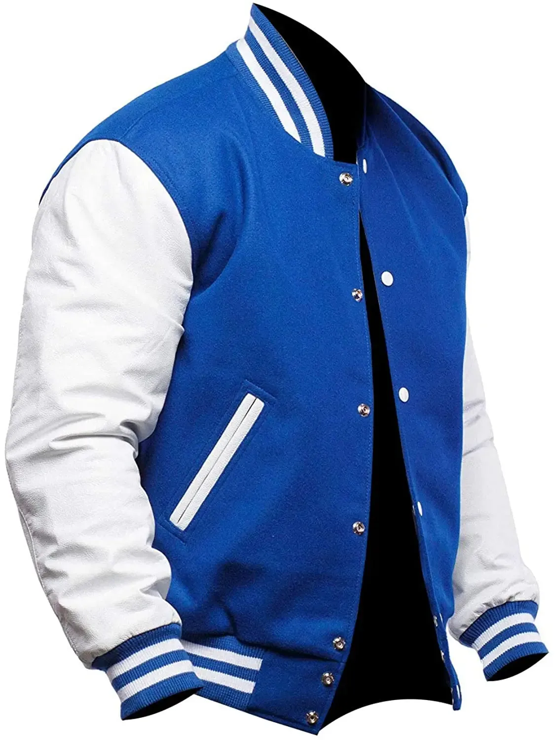 Mens Blue And White Varsity Jacket