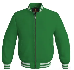 Mens Jacket Varsity Bomber Green Body Sleeves Wool Fleece Letterman Jacket