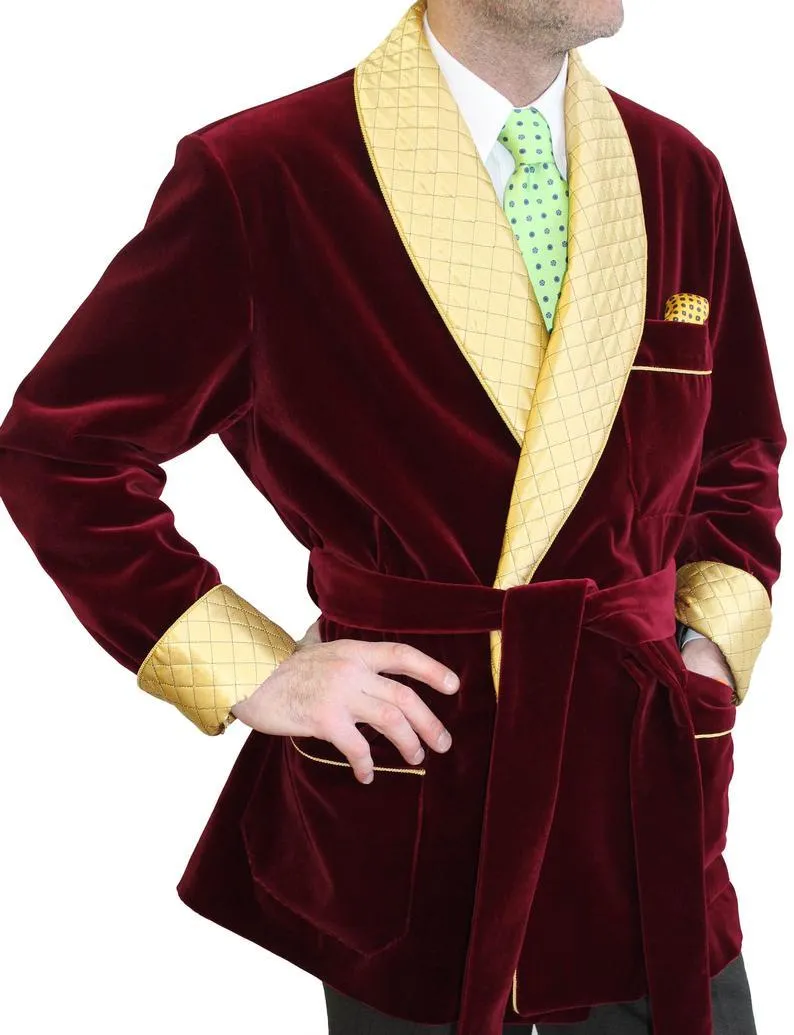 Mens Quilted Jacket Maroon Velvet Jacket Hosting Evening Party Wear Blazers Coat