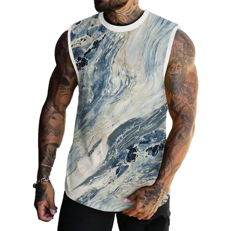 Men's Spring/Summer Printed Regular Fit Crew Neck Vest 68711562YM