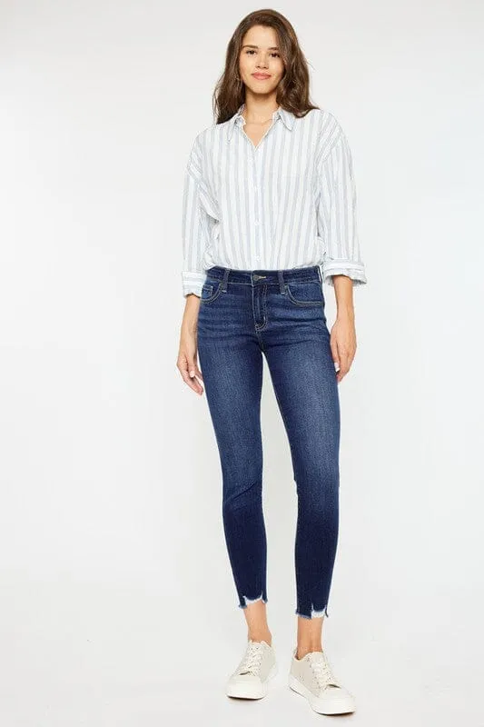 MID RISE ANKLE SKINNY JEANS-KC20009D