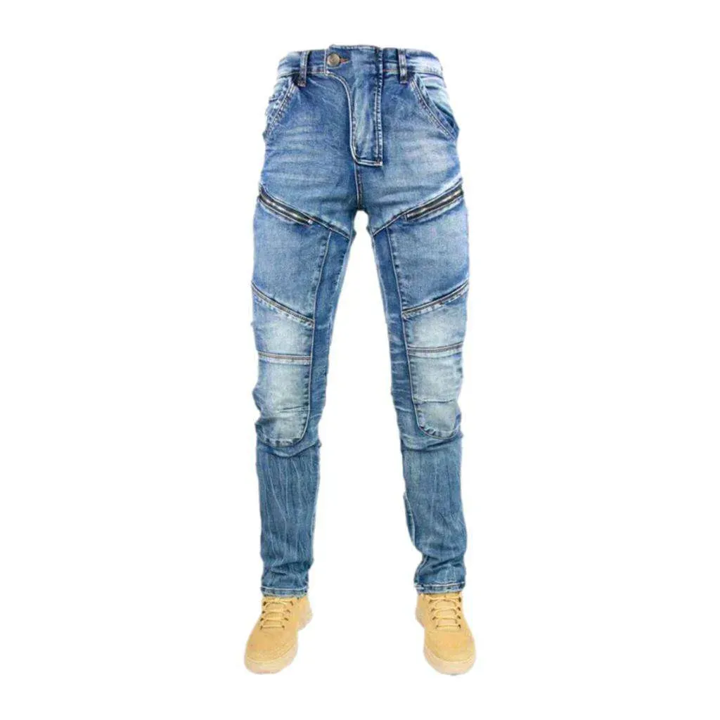 Mid-waist motorcycle jeans
 for men