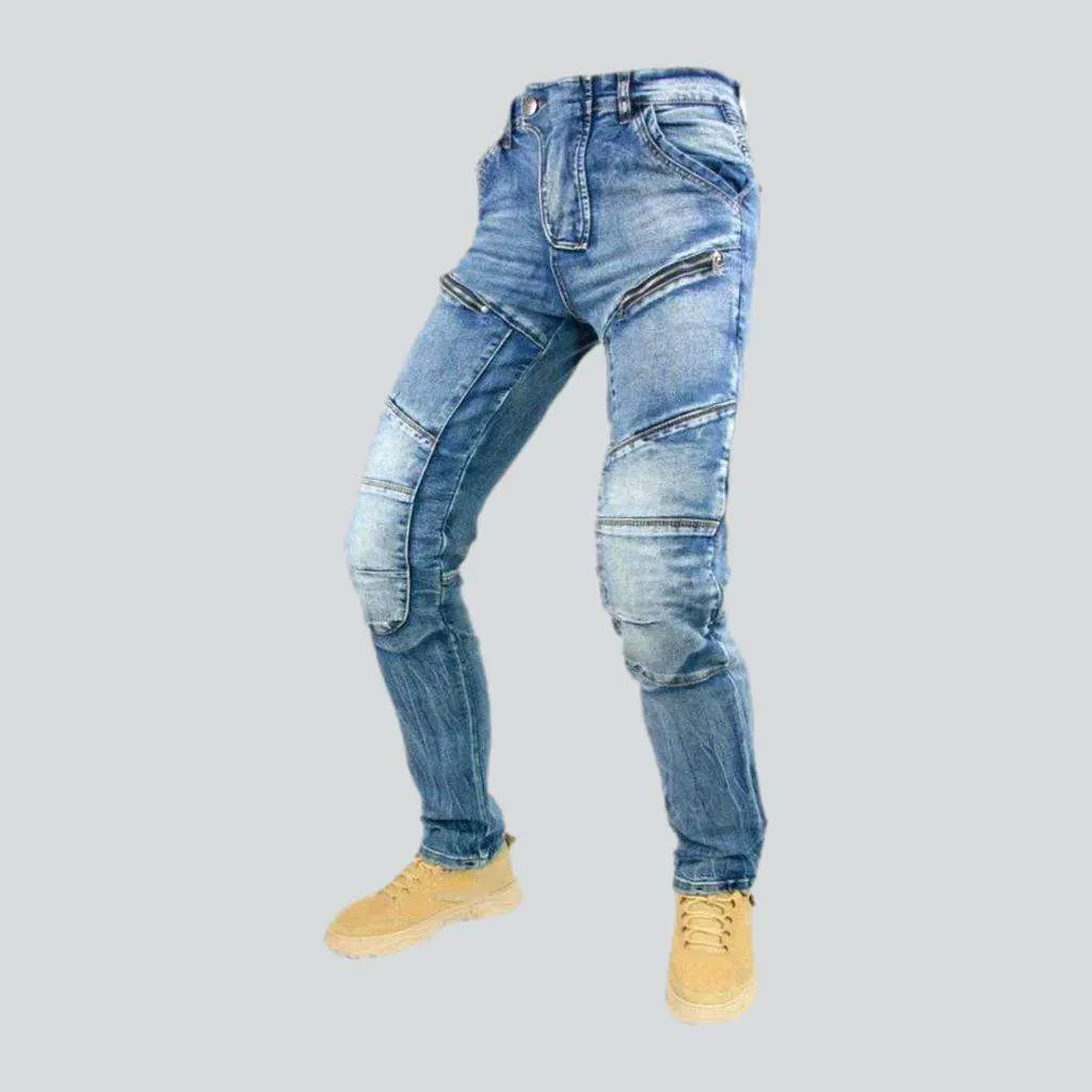 Mid-waist motorcycle jeans
 for men