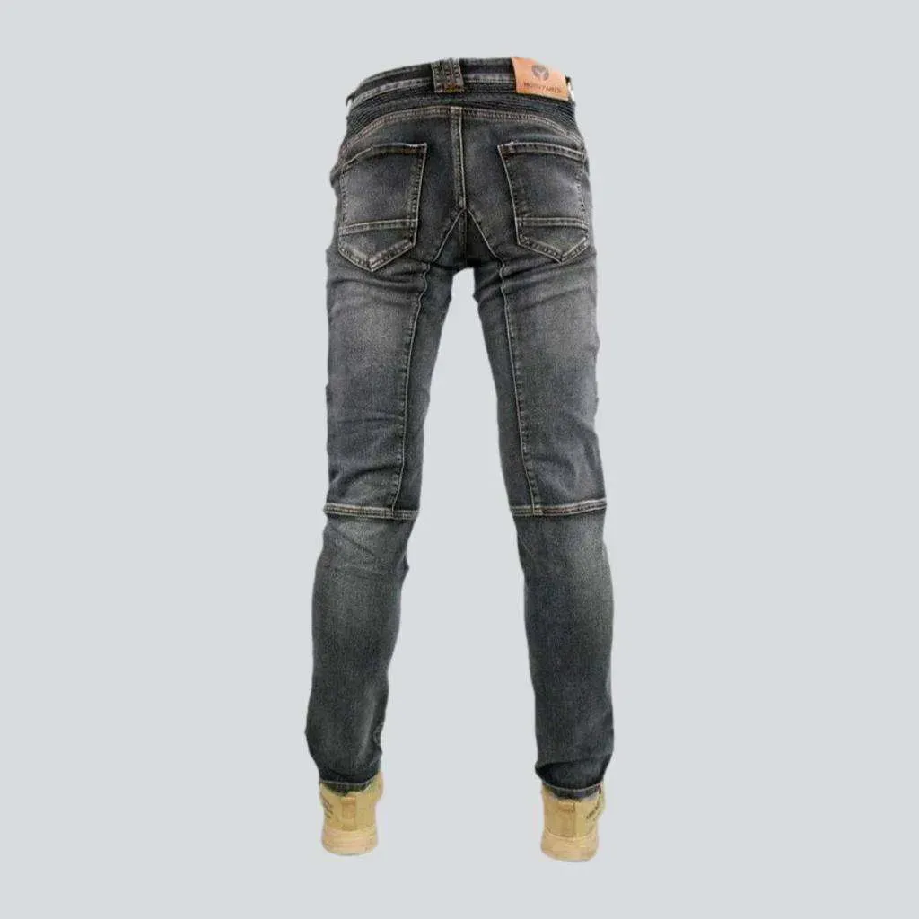 Mid-waist motorcycle jeans
 for men