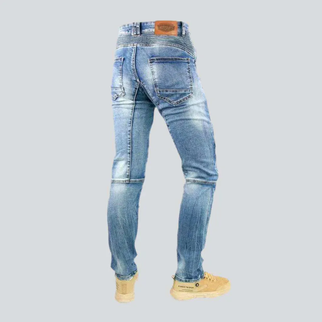 Mid-waist motorcycle jeans
 for men