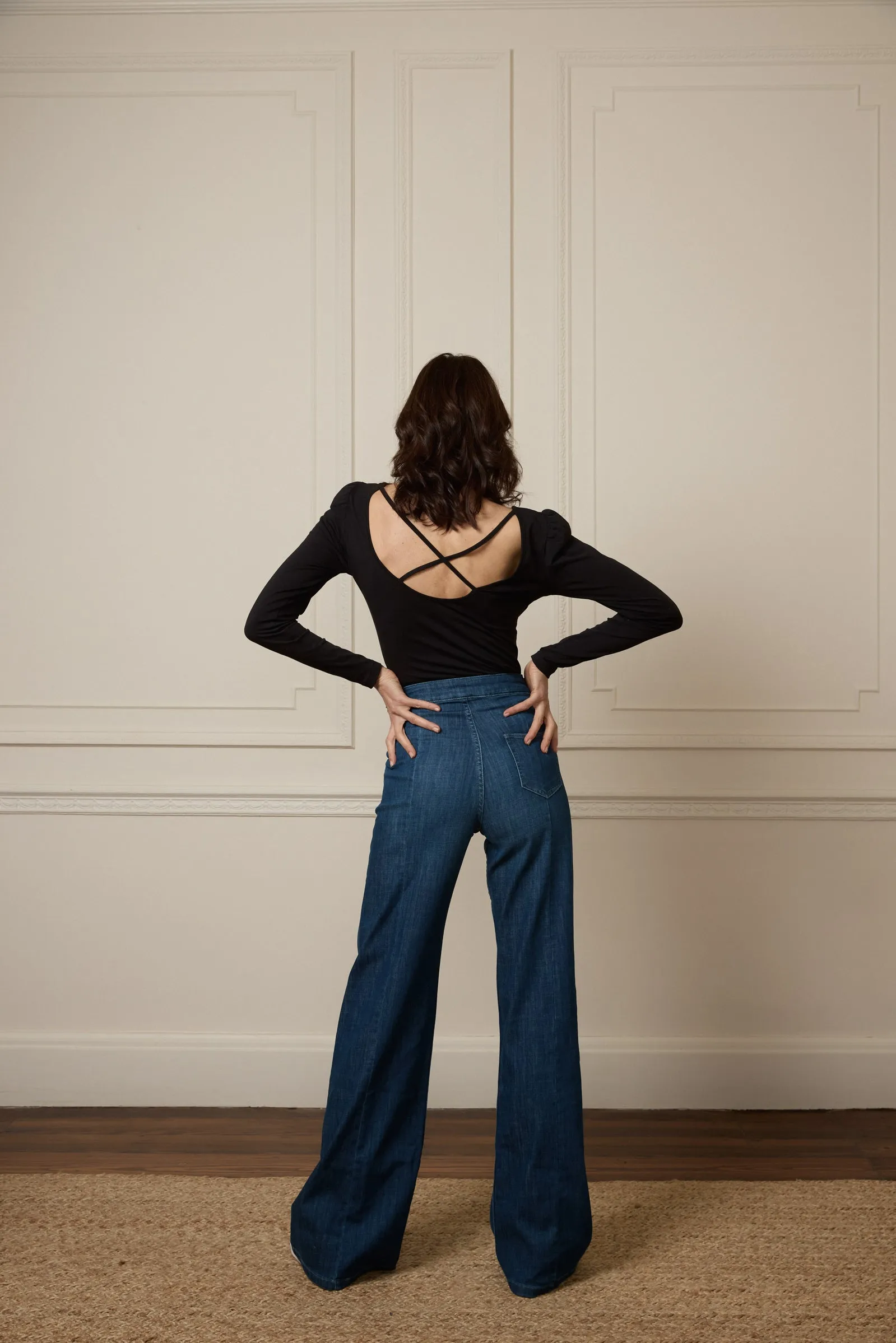 Minnie The High Top Full Length Wide Leg Flared Jeans | Moonlit Morning [Mid Wash]