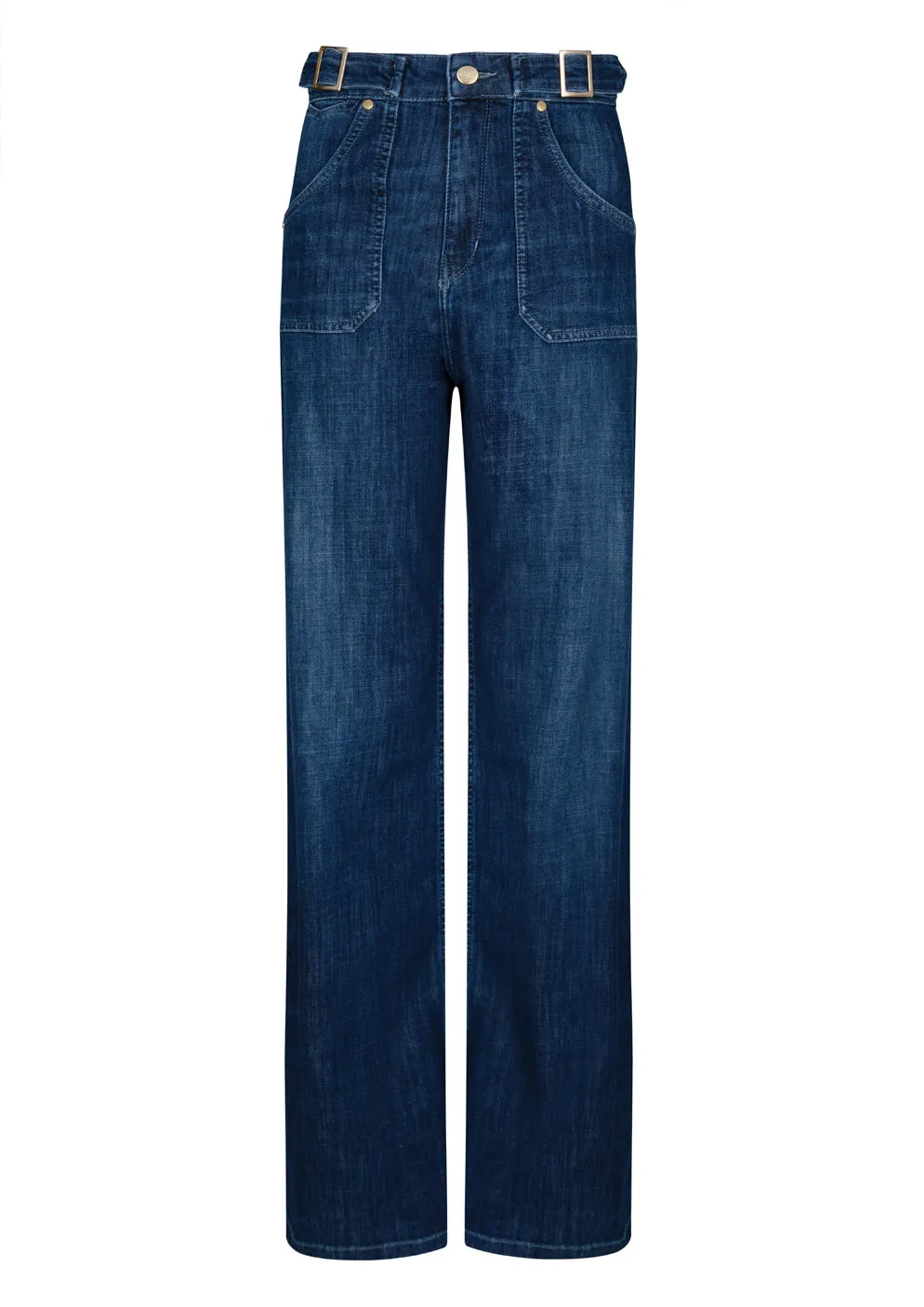 Minnie The High Top Full Length Wide Leg Flared Jeans | Moonlit Morning [Mid Wash]