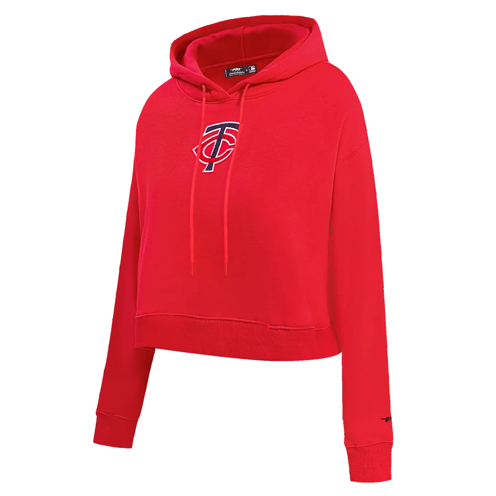 MLB MINNESOTA TWINS CLASSIC WOMEN'S CROPPED PO HOODIE (RED)