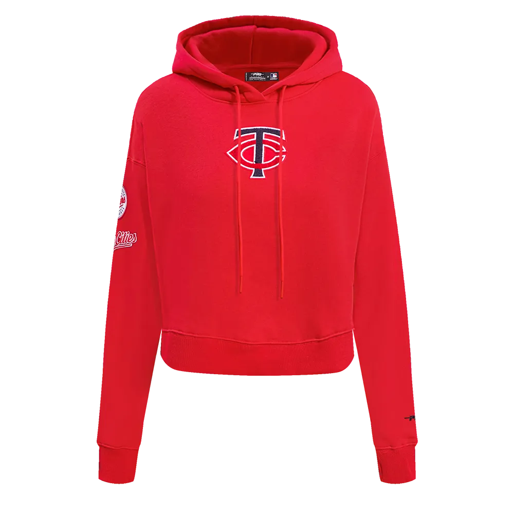 MLB MINNESOTA TWINS CLASSIC WOMEN'S CROPPED PO HOODIE (RED)